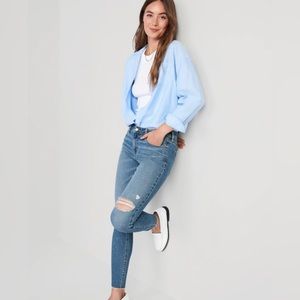 Old Navy Mid-Rise Rockstar Super-Skinny Ripped Cut-Off Ankle Jeans for Women